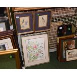 Joy Parsons, two watercolours of birds and a study of lilies, watercolours, all signed by the artist