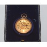 A 9ct gold lady's fob watch (cased)