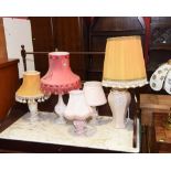 Six table lamps