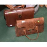 Two vintage leather briefcases