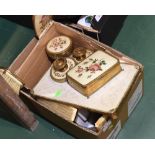 A box inc. a petit point dressing table set etc