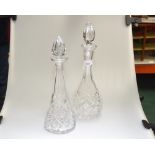 Two good quality cut glass bottle form decanters