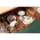 Two boxes of capodimonte floral encrusted wares inc. large ewer, a vase, tureen and cover, wall