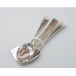 A set of six Victorian silver teaspoons, London 1884, Old English pattern