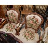 A pair of walnut Louis XV style fauteuils