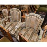 A pair of Louis XVI style painted fauteuils