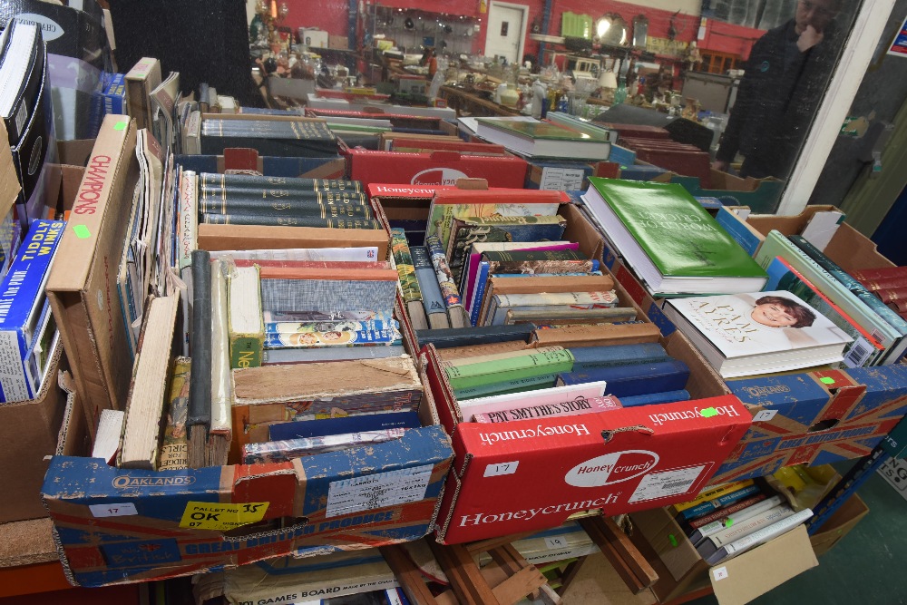 Three boxes of books including reference novels, biography etc