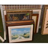 A group of framed prints including Chinese and after Renoir