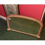 A small 19th century arched top gilt overmantel mirror