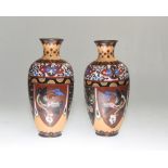 A pair of Cloissone vases (a/f)