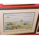 After Claughton, a limited edition coloured print of Lindisfarne, ed. 16/550