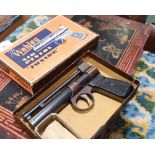 A Webley Junior air pistol .177 in original cardboard case with instructions