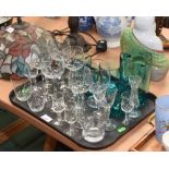 A tray of glass inc. wines, sherrys, tumblers etc