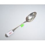 An Irish silver fiddle pattern table spoon, Dublin 1814, makers mark R. Sawyer, approx weight 3 troy