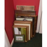 A large collection of framed prints and contemporary oil paintings (14)