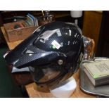 A motorcycle helmet