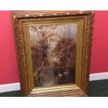 Late 19th Century British School, wooded lakeland scene, oil on canvas, indistinctly signed verso in