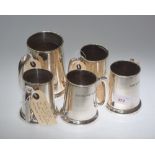 A group of five African silver tankards, cast for the Kaduna Motor Club and inscribed, unmarked