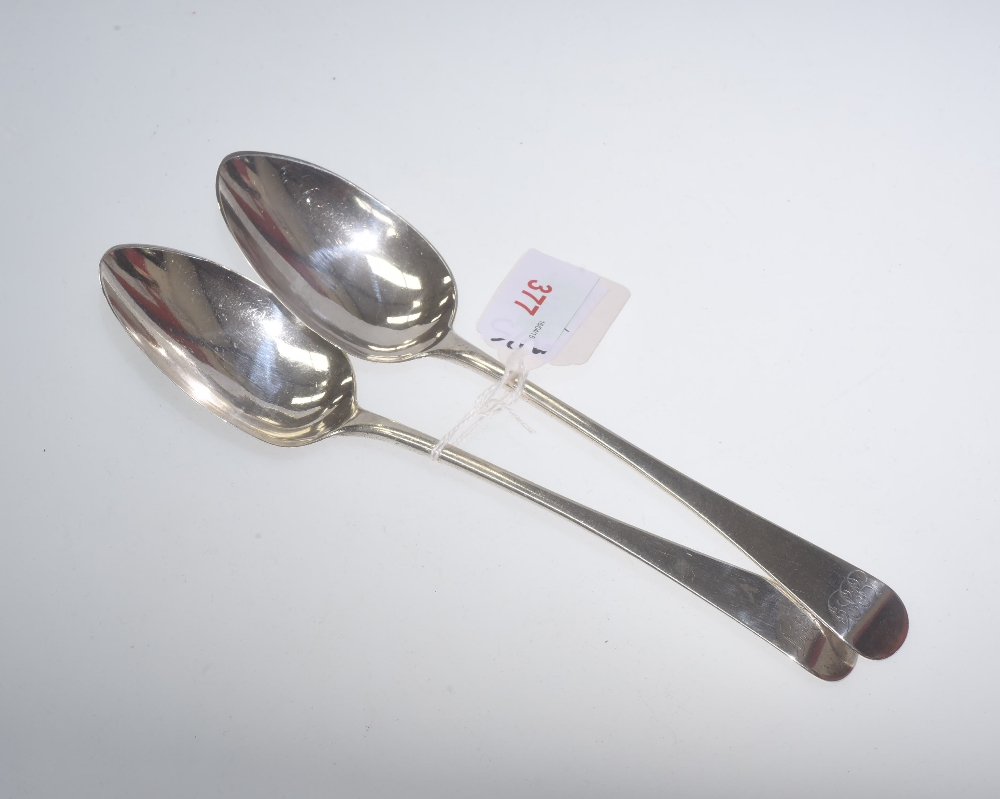 A pair of George IV silver table spoons, London 1826, Old English pattern