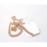 A 9ct gold watch chain with plain seal fob, approx weight 32g