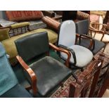 A vintage mahogany framed office chair; tog. with a modern office chair (2)