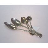 A silver fiddle and Kings pattern dessert spoon Edinburgh 1842, makers mark James & William Marshall