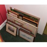 A group of framed prints etc