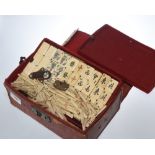 A late 19th Century/early 20th Century Chinese bamboo & bone mahjong set in case (latter a/f)
