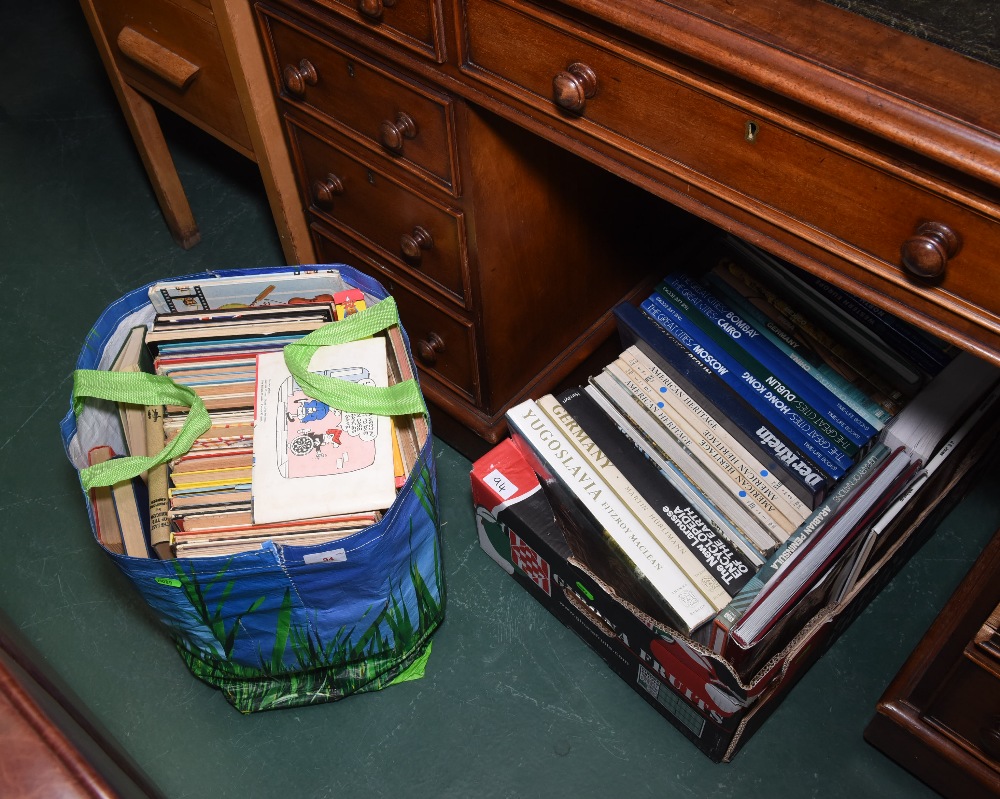 Two boxes of reference books and children's annuals