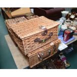 Two wicker picnic hampers