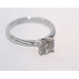 A diamond solitaire ring set in 18ct white gold, the diamond approx. 1.09ct, size M