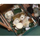 A box containing a partial Alfred Meakin tea set