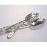 A set of six Victorian silver teaspoons, London 1884, Old English pattern