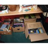 Four boxes of books inc. reference, novels etc