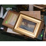 A group of framed prints and oils