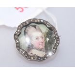 A 19th Century portrait miniature mounted as a brooch, with diamond set border and rose gold back.