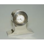 A silver cased mantel clock, Sheffield 1914, makers mark for James Deakin & Sons, 16cm high