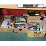 Four boxes of books inc. reference, novels etc