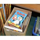 A box of books inc. childrens annuals, Beano, Dandy