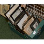 A box of framed articles