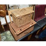 Two wicker picnic hampers