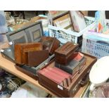 A group of four 19th century walnut and mahogany and other caddies; tog. with two vintage