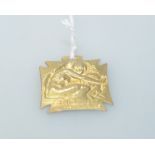 An Art Nouveau brass Orphelinat Des Armees medal by Rene Lalique, made during WWI and sold to help