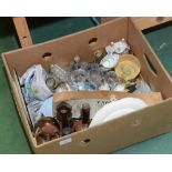 A box of miscellaneous china and glass