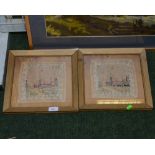 A pair of war period souvenir lace needleworks from Ypres