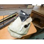 Military interest: a canvas bucket; a pair of gaiters and two holsters