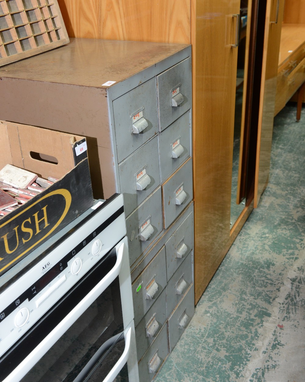 A pair of Vickers & Armstrongs vintage metal filing cabinets