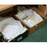 Two boxes of table linens