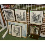 Four framed topographical prints of New Orleans, Louisiana and a coloured reproduction map of