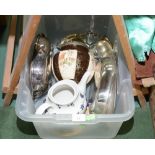 A box inc. silver plate and ceramics